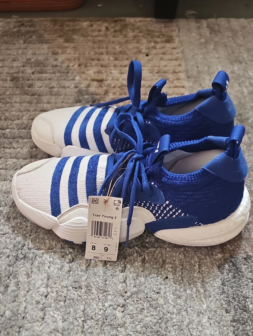 adidas Kids Blue and White Slip-On Sneakers